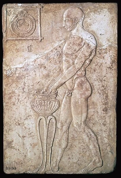 Votive relief of an athlete making a lustration, 2nd century