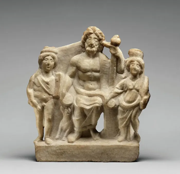 Framed Print : Votive Statuette of Zeus with Apollo and Tyche, about A.D. 200. Creator: Unknown Framed Print : Votive Statuette of Zeus with Apollo and Tyche, about A.D. 200. Creator: Unknown