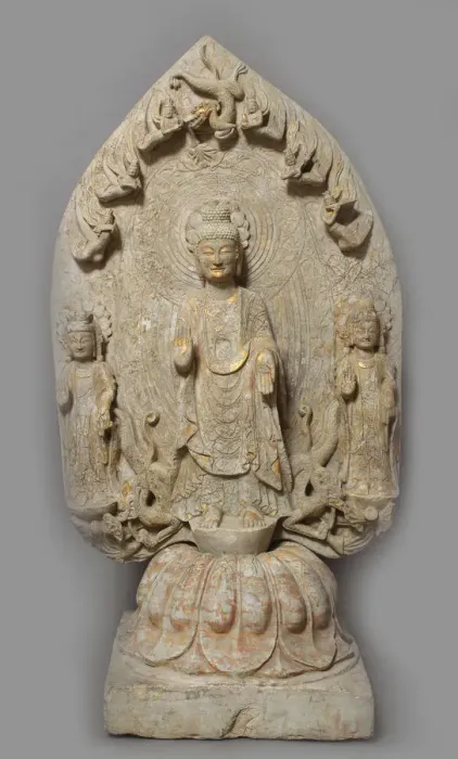 Framed Print : Votive Stele with Buddha and two Bodhisattvas, 534-550 Framed Print : Votive Stele with Buddha and two Bodhisattvas, 534-550