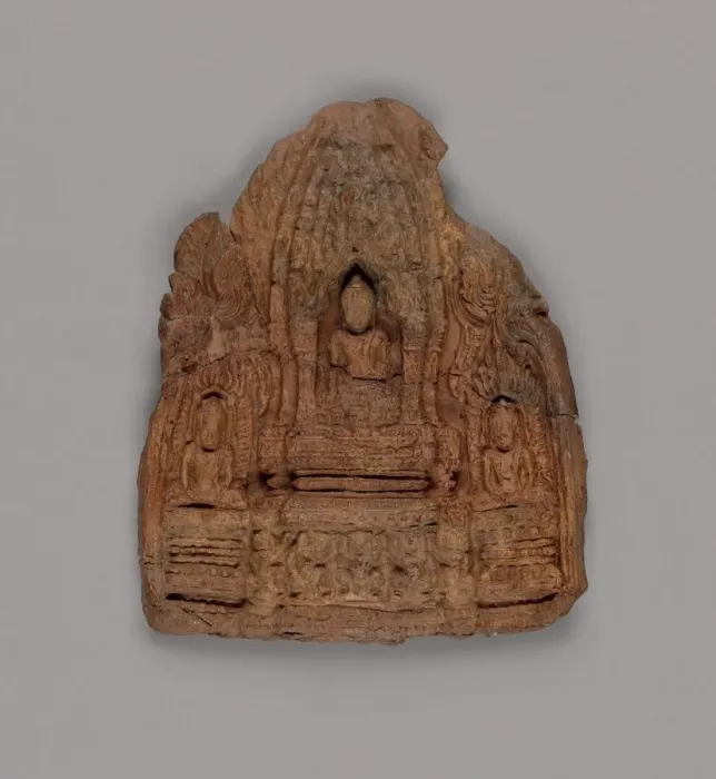 Framed Print : Votive Tablet of Gautama Buddha with Attendant Buddhas, 12th / 13th century Framed Print : Votive Tablet of Gautama Buddha with Attendant Buddhas, 12th / 13th century