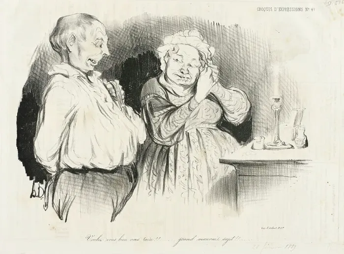 Framed Print : Voulez-vous bien vous taire!!... 1839. Creator: Honore Daumier Framed Print : Voulez-vous bien vous taire!!... 1839. Creator: Honore Daumier