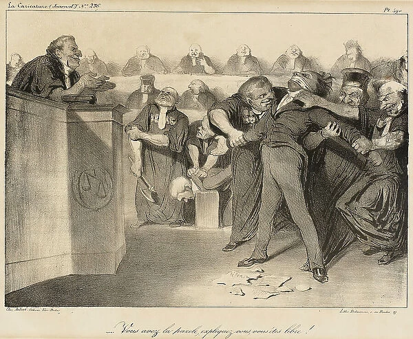 Vous avez la parole, expliquez-vous, vous êtes libre!, 1835. Creator: Honore Daumier