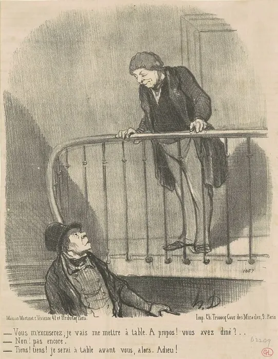 Framed Print : Vous m'excuserez: je vais me mettre a table... 19th century. Creator: Honore Daumier Framed Print : Vous m'excuserez: je vais me mettre a table... 19th century. Creator: Honore Daumier