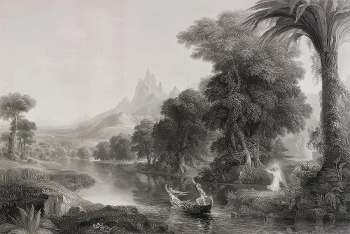 Framed Print : The Voyage of Life: Youth, 1853. Creator: James Smillie Framed Print : The Voyage of Life: Youth, 1853. Creator: James Smillie