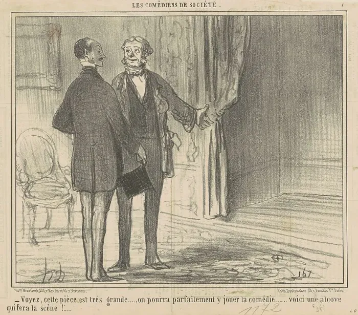 Framed Print : Voyez, cette pièce est très grande... 19th century. Creator: Honore Daumier Framed Print : Voyez, cette pièce est très grande... 19th century. Creator: Honore Daumier