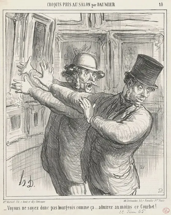 Framed Print : Voyons... admirez au moins ce Courbet!... 19th century. Creator: Honore Daumier Framed Print : Voyons... admirez au moins ce Courbet!... 19th century. Creator: Honore Daumier