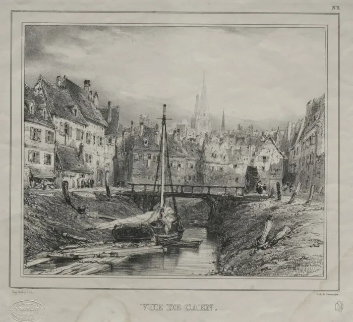 Framed Print : Vue de Caen, 1832. Creator: Eugene Isabey (French, 1803-1886) Framed Print : Vue de Caen, 1832. Creator: Eugene Isabey (French, 1803-1886)