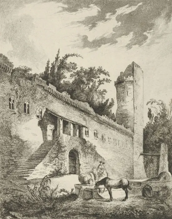 Framed Print : Vue d un ancien chateau scituesur le chemin de Rome à Framed Print : Vue d un ancien chateau scituesur le chemin de Rome à