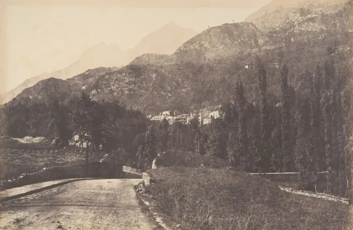 Framed Print : Vue des Eaux de Saint-Sauveur, 1853. Creator: Joseph Vigier Framed Print : Vue des Eaux de Saint-Sauveur, 1853. Creator: Joseph Vigier