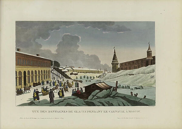 Vue des montagnes de glace pendant le carnaval à Moscou, 1817-1824. Creator: Courvoisier-Voisin, Henri (1757-1830)