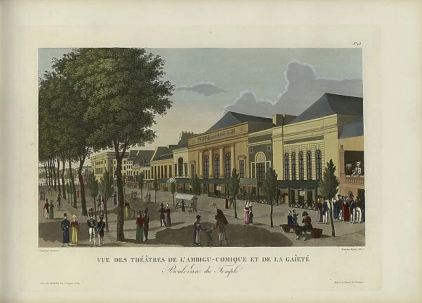 Vue des théâtres de l'Ambigu-comique et de la Gaîté, boulevard du Temple, 1817-1824. Creator: Courvoisier-Voisin, Henri (1757-1830)