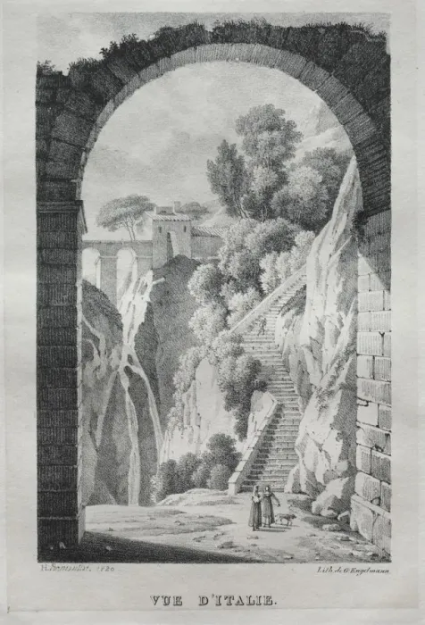 Framed Print : Vue dItalie, 1820. Creator: Godefroy Engelmann (French, 1788-1839) Framed Print : Vue dItalie, 1820. Creator: Godefroy Engelmann (French, 1788-1839)