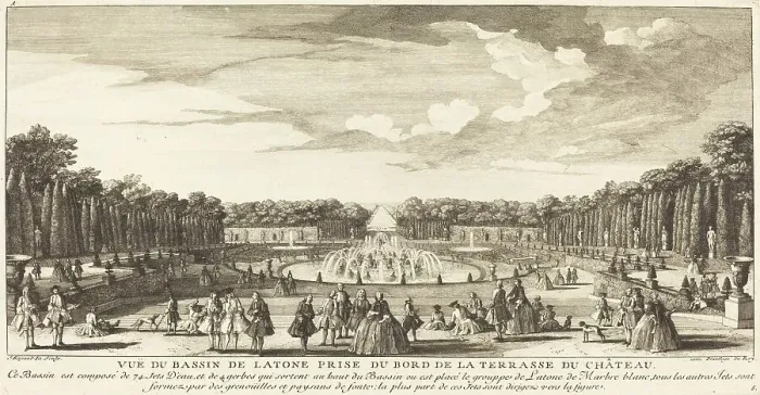 Framed Print : Vue du Bassin de Latone Prise du Bord de la Terrasse du Chateau. Creator: Jacques Rigaud Framed Print : Vue du Bassin de Latone Prise du Bord de la Terrasse du Chateau. Creator: Jacques Rigaud