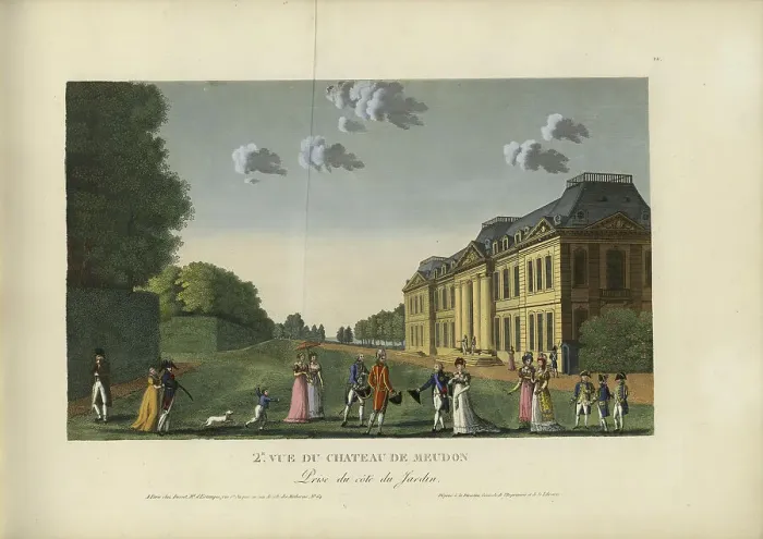 Framed Print : Vue du château de Meudon, prise du côté du jardin, 1817-1824. Creator: Courvoisier-Voisin, Henri (1757-1830) Framed Print : Vue du château de Meudon, prise du côté du jardin, 1817-1824. Creator: Courvoisier-Voisin, Henri (1757-1830)