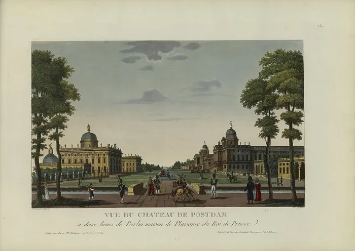 Framed Print : Vue du château de Potsdam, à deux lieues de Berlin, maison de plaisance du Roi de Prusse, 1817-1824. Creator: Courvoisier-Voisin, Henri (1757-1830) Framed Print : Vue du château de Potsdam, à deux lieues de Berlin, maison de plaisance du Roi de Prusse, 1817-1824. Creator: Courvoisier-Voisin, Henri (1757-1830)