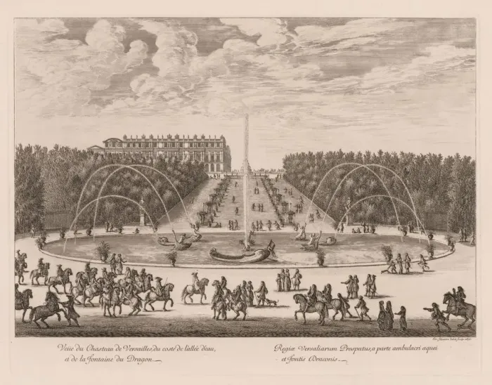 Framed Print : Vue du Chateau de Versailles, du cote de lallee et de la fontaine du Dragon Framed Print : Vue du Chateau de Versailles, du cote de lallee et de la fontaine du Dragon