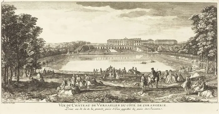 Framed Print : Vue du Chateau de Versailles du Cote de l'Orangerie. Creator: Jacques Rigaud Framed Print : Vue du Chateau de Versailles du Cote de l'Orangerie. Creator: Jacques Rigaud