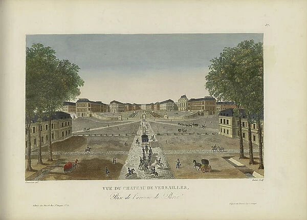 Vue du château de Versailles, prise de l'avenue de Paris, 1817-1824. Creator: Courvoisier-Voisin, Henri (1757-1830)
