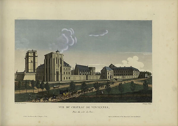 Vue du château de Vincennes, prise du côté du parc, 1817-1824. Creator: Courvoisier-Voisin, Henri (1757-1830)