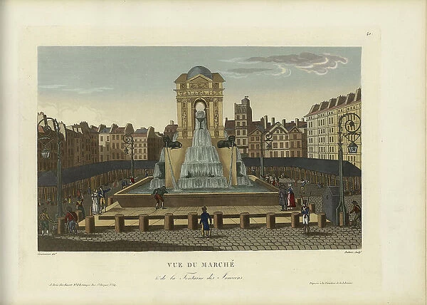 Vue du marché et de la fontaine des Innocents, 1817-1824. Creator: Courvoisier-Voisin, Henri (1757-1830)
