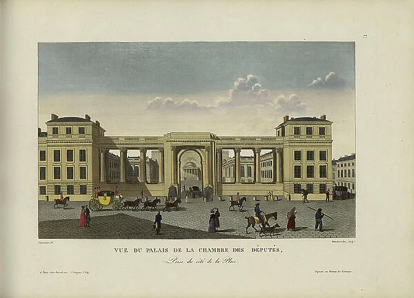Vue du palais de la Chambre des députés, prise du côté de la place, 1817-1824. Creator: Courvoisier-Voisin, Henri (1757-1830)