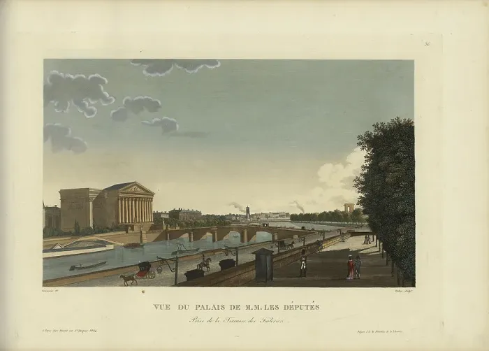 Framed Print : Vue du Palais de M.M. les députés, prise de la terrasse des Tuileries, 1817-1824. Creator: Courvoisier-Voisin, Henri (1757-1830) Framed Print : Vue du Palais de M.M. les députés, prise de la terrasse des Tuileries, 1817-1824. Creator: Courvoisier-Voisin, Henri (1757-1830)