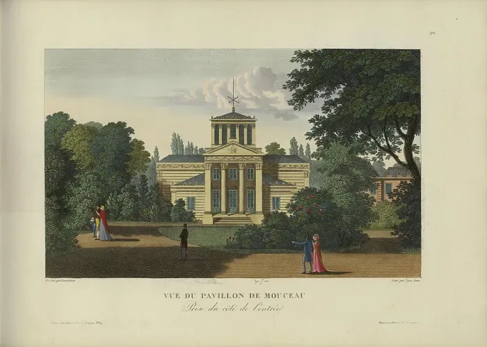 Framed Print : Vue du pavillon de Monceau, prise du côté de l'entrée, 1817-1824. Creator: Courvoisier-Voisin, Henri (1757-1830) Framed Print : Vue du pavillon de Monceau, prise du côté de l'entrée, 1817-1824. Creator: Courvoisier-Voisin, Henri (1757-1830)