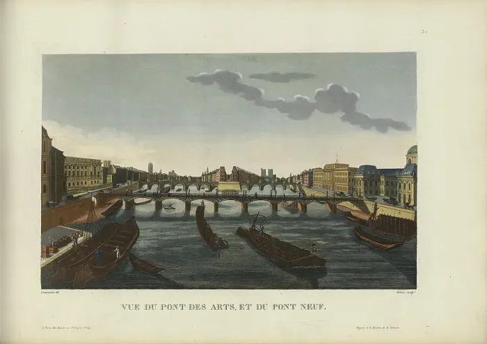 Framed Print : Vue du Pont des arts et du Pont-Neuf, 1817-1824. Creator: Courvoisier-Voisin, Henri (1757-1830) Framed Print : Vue du Pont des arts et du Pont-Neuf, 1817-1824. Creator: Courvoisier-Voisin, Henri (1757-1830)