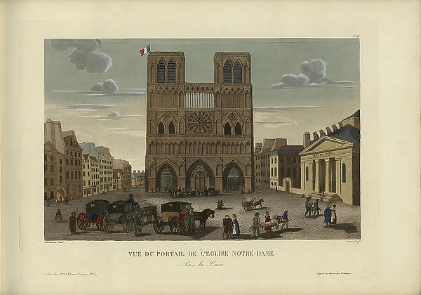 Vue du portail de l'église Notre-Dame, prise du parvis, 1817-1824. Creator: Courvoisier-Voisin, Henri (1757-1830)