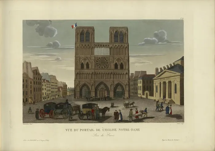 Framed Print : Vue du portail de l'église Notre-Dame, prise du parvis, 1817-1824. Creator: Courvoisier-Voisin, Henri (1757-1830) Framed Print : Vue du portail de l'église Notre-Dame, prise du parvis, 1817-1824. Creator: Courvoisier-Voisin, Henri (1757-1830)