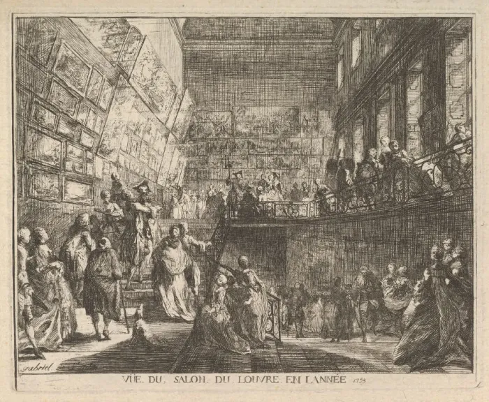 Framed Print : Vue du Salon du Louvre en l annee 1753, 1753. Creator: Gabriel de Saint-Aubin Framed Print : Vue du Salon du Louvre en l annee 1753, 1753. Creator: Gabriel de Saint-Aubin