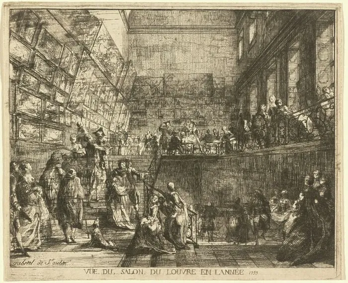 Framed Print : Vue du Salon du Louvre en l'annee 1753, 1753. Creator: Gabriel de Saint-Aubin Framed Print : Vue du Salon du Louvre en l'annee 1753, 1753. Creator: Gabriel de Saint-Aubin