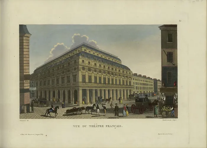 Framed Print : Vue du Théâtre Français, 1817-1824. Creator: Courvoisier-Voisin, Henri (1757-1830) Framed Print : Vue du Théâtre Français, 1817-1824. Creator: Courvoisier-Voisin, Henri (1757-1830)