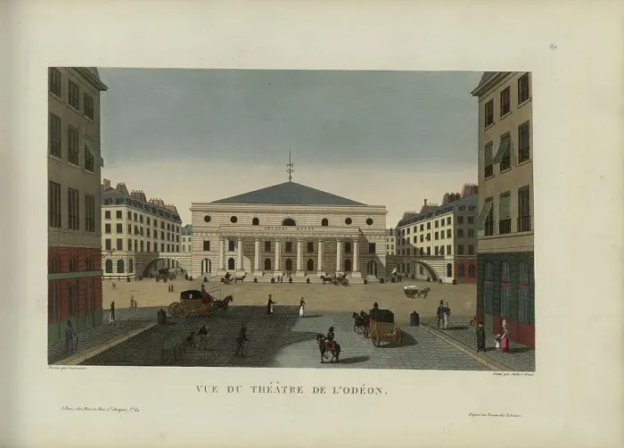 Framed Print : Vue du théâtre de l'Odéon, 1817-1824. Creator: Courvoisier-Voisin, Henri (1757-1830) Framed Print : Vue du théâtre de l'Odéon, 1817-1824. Creator: Courvoisier-Voisin, Henri (1757-1830)