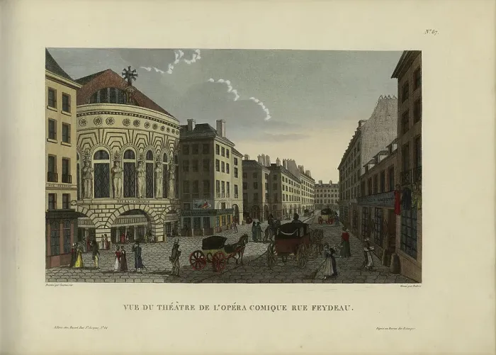 Framed Print : Vue du théâtre de l'Opéra-comique rue Feydeau, 1817-1824. Creator: Courvoisier-Voisin, Henri (1757-1830) Framed Print : Vue du théâtre de l'Opéra-comique rue Feydeau, 1817-1824. Creator: Courvoisier-Voisin, Henri (1757-1830)