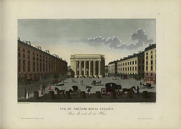 Vue du Théâtre royal Italien, prise du côté de la place, 1817-1824. Creator: Courvoisier-Voisin, Henri (1757-1830)