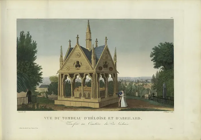 Framed Print : Vue du tombeau d'Héloïse et d'Abélard au cimetière du Père-Lachaise, 1817-1824. Creator: Courvoisier-Voisin, Henri (1757-1830) Framed Print : Vue du tombeau d'Héloïse et d'Abélard au cimetière du Père-Lachaise, 1817-1824. Creator: Courvoisier-Voisin, Henri (1757-1830)