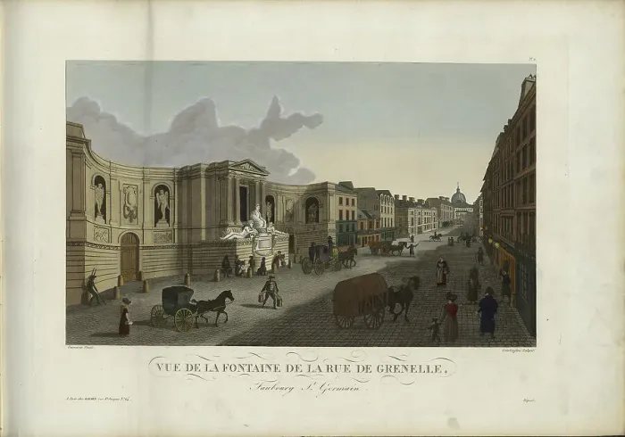 Framed Print : Vue de la fontaine de la rue de Grenelle faubourg Saint-Germain, 1817-1824. Creator: Courvoisier-Voisin, Henri (1757-1830) Framed Print : Vue de la fontaine de la rue de Grenelle faubourg Saint-Germain, 1817-1824. Creator: Courvoisier-Voisin, Henri (1757-1830)