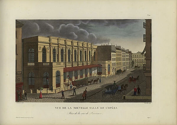 Vue de la nouvelle salle de l'opéra, prise de la rue de Provence, 1817-1824. Creator: Courvoisier-Voisin, Henri (1757-1830)