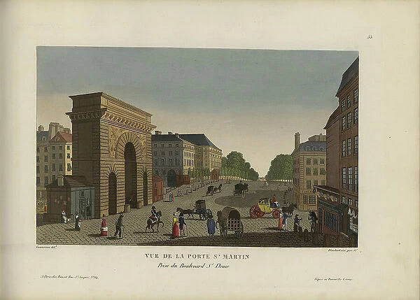 Vue de la Porte Saint-Martin, prise du boulevard Saint-Denis, 1817-1824. Creator: Courvoisier-Voisin, Henri (1757-1830)