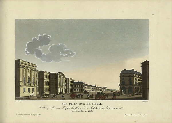 Vue de la rue de Rivoli, telle qu'elle sera d'après les plans des architectes du... 1817-24. Creator: Courvoisier-Voisin, Henri (1757-1830)