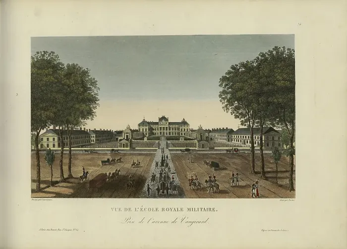 Framed Print : Vue de l'Ecole royale militaire, prise de l'avenue de Vaugirard, 1817-1824. Creator: Courvoisier-Voisin, Henri (1757-1830) Framed Print : Vue de l'Ecole royale militaire, prise de l'avenue de Vaugirard, 1817-1824. Creator: Courvoisier-Voisin, Henri (1757-1830)