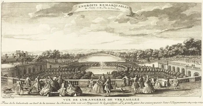 Framed Print : Vue de l'Orangerie de Versailles. Creator: Jacques Rigaud Framed Print : Vue de l'Orangerie de Versailles. Creator: Jacques Rigaud