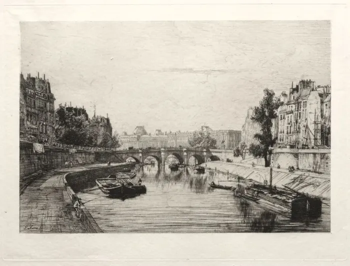 Framed Print : Vue prise du Pont S. Michel. Creator: Maxime Lalanne (French, 1827-1886) Framed Print : Vue prise du Pont S. Michel. Creator: Maxime Lalanne (French, 1827-1886)