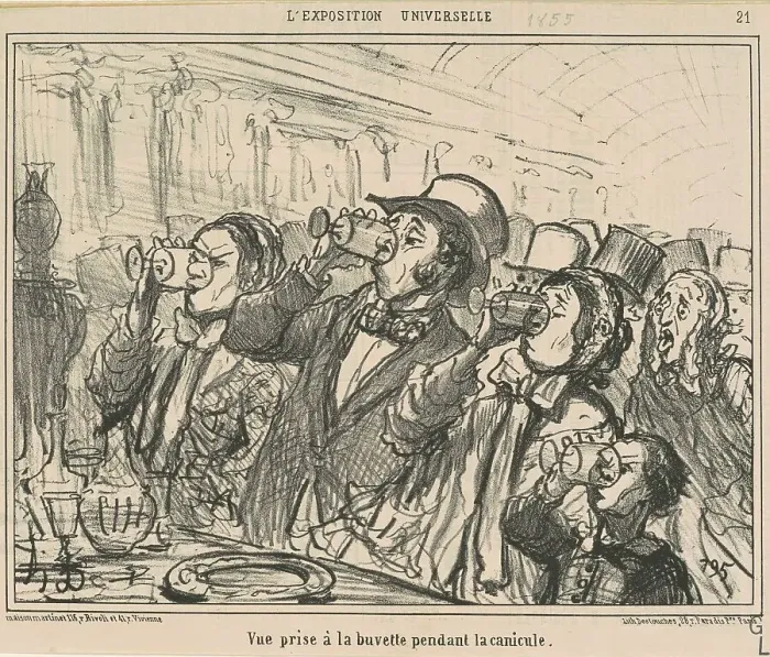 Framed Print : Vue prise a la buvette pendant la canicule, 19th century. Creator: Honore Daumier Framed Print : Vue prise a la buvette pendant la canicule, 19th century. Creator: Honore Daumier
