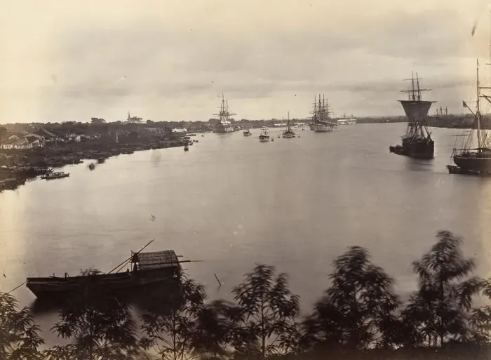 Framed Print : Vue de Saigon (Feuille No. 3), 1866. Creator: Emile Gsell Framed Print : Vue de Saigon (Feuille No. 3), 1866. Creator: Emile Gsell