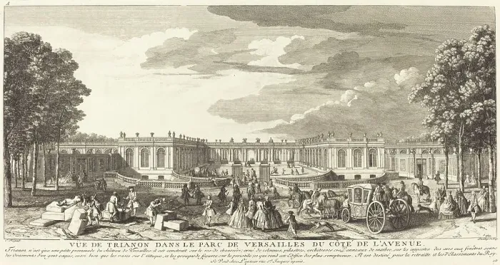 Framed Print : Vue de Trianon dans le Parc de Versailles du Cote de l'Avenue. Creator: Jacques Rigaud Framed Print : Vue de Trianon dans le Parc de Versailles du Cote de l'Avenue. Creator: Jacques Rigaud