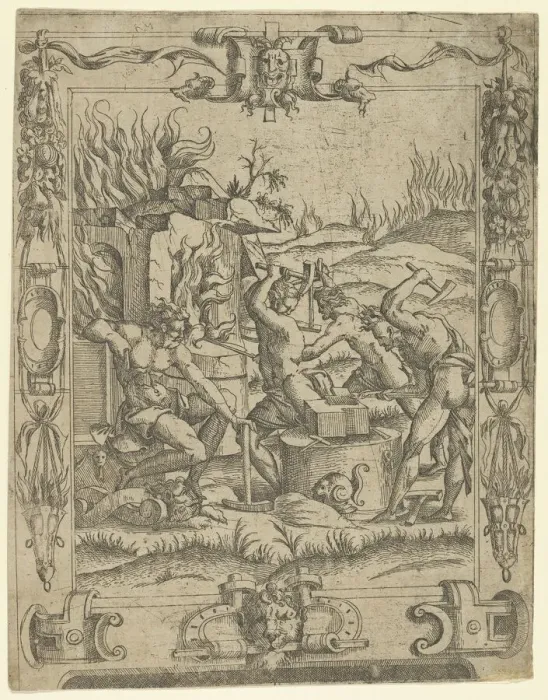 Framed Print : Vulcans Forge, ca. 1542. Creator: Master IQV Framed Print : Vulcans Forge, ca. 1542. Creator: Master IQV