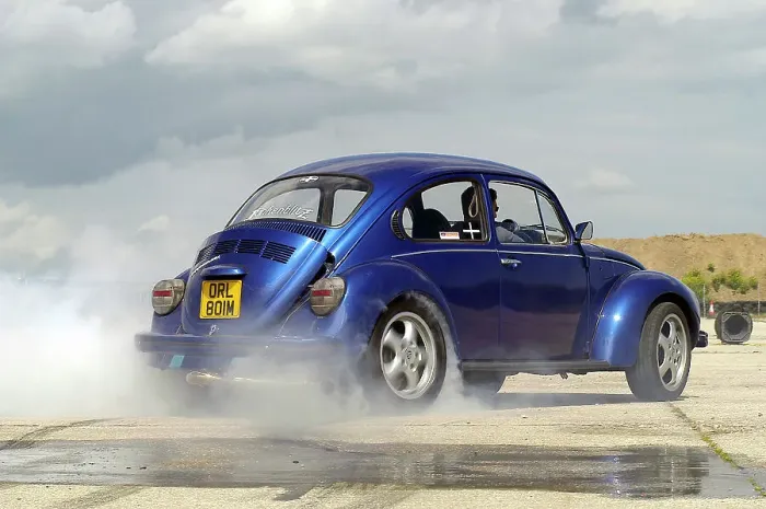 Framed Print : VW Beetle Burning out Framed Print : VW Beetle Burning out