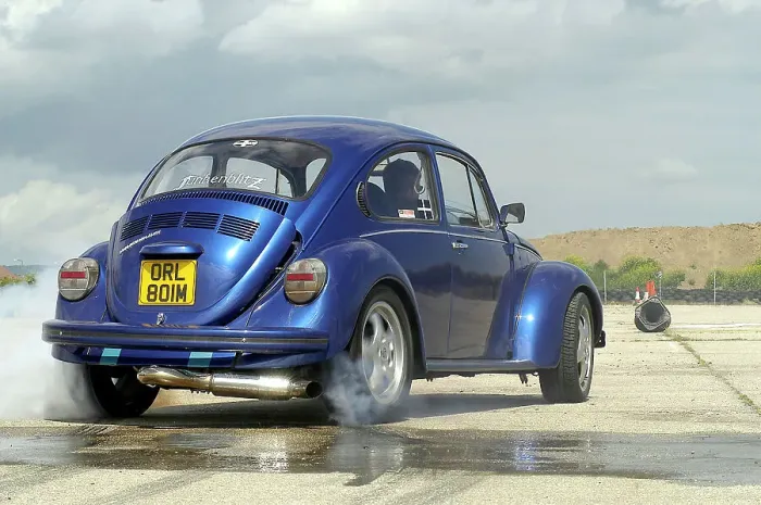 Framed Print : VW Beetle Burning out Framed Print : VW Beetle Burning out